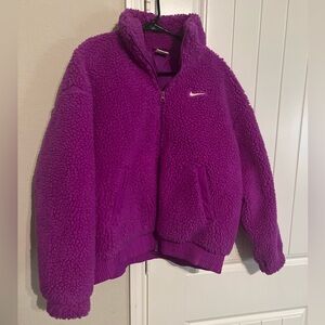 Nike Plush Swoosh Sherpa Vivid Purple Winter Plush Swoosh Jacket sz M